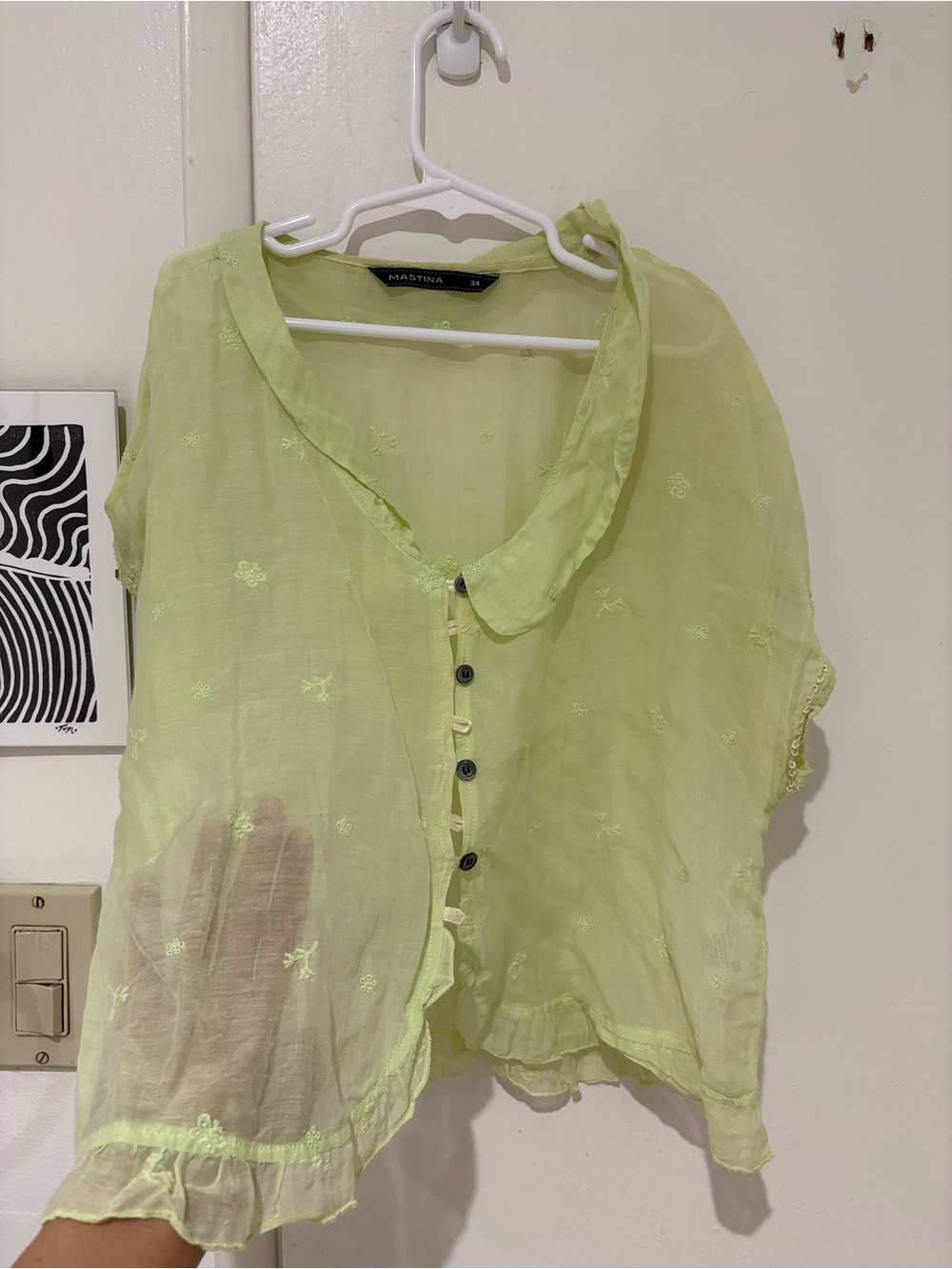 Sheer Pale Green Buttoned Cover Up